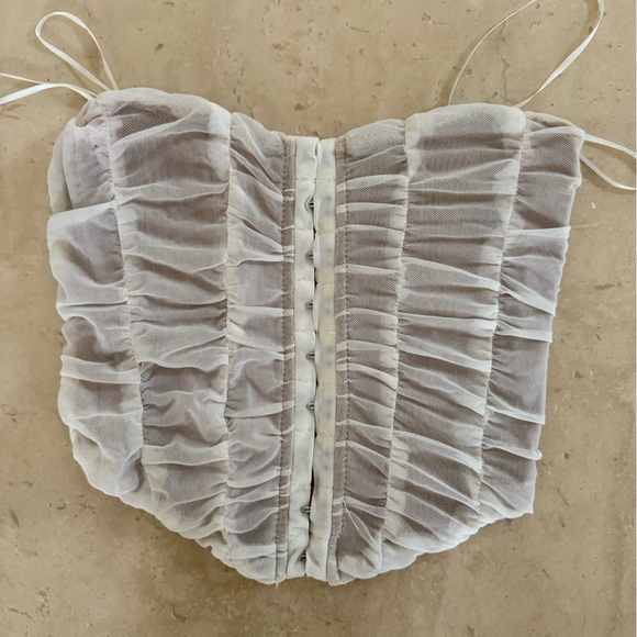 Bobbles & Lace White Ruched Bustier Top Small - Picture 1 of 5